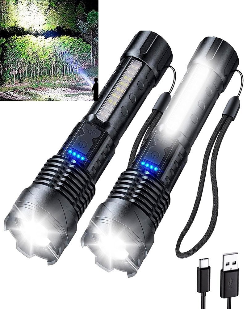 Linterna Led Tactica Recargable Usb Impermeable - Imagen 2